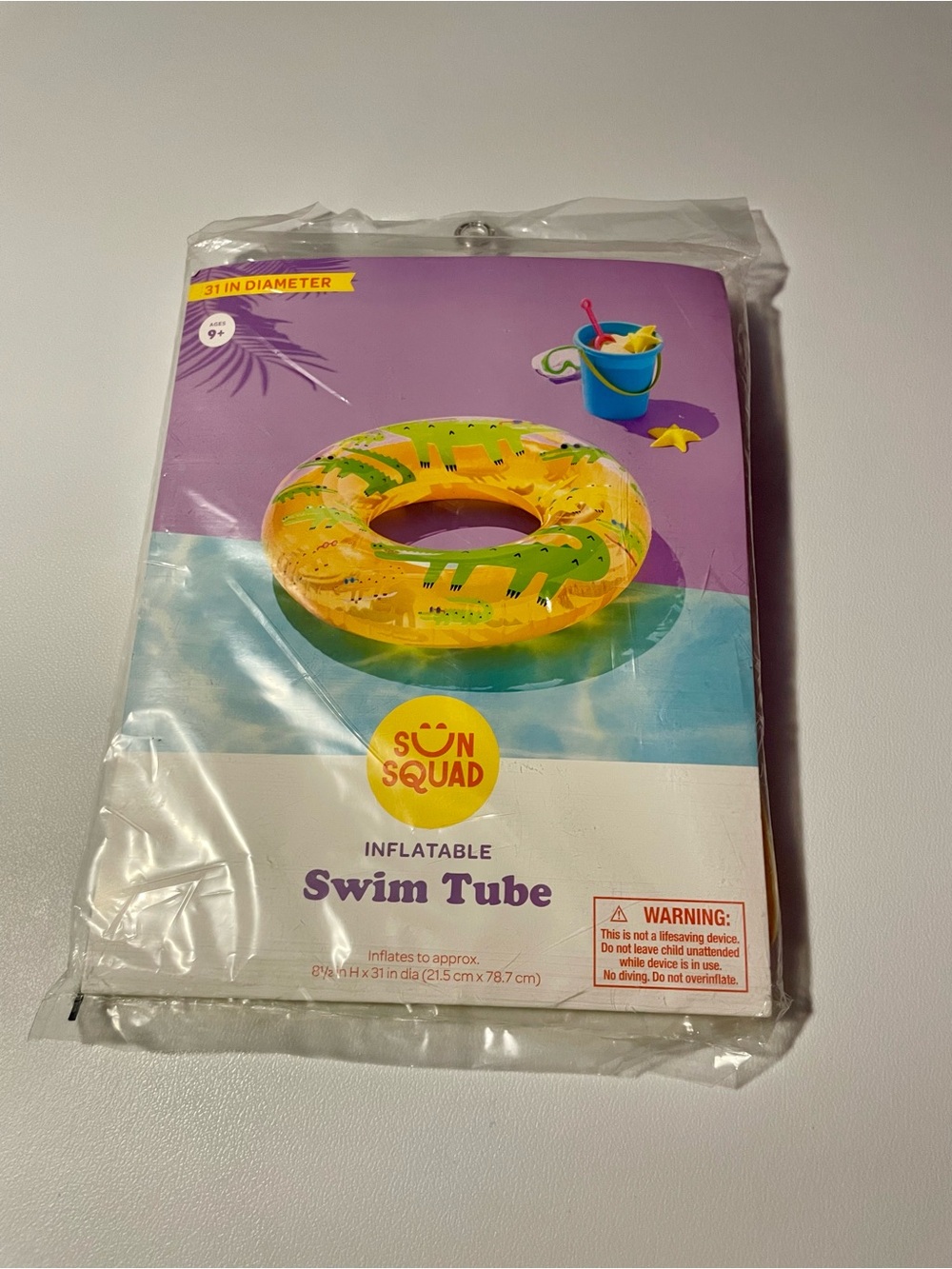 Sun Squad 31" Inflatable Gator Pool Float Tube New Sealed Summer Toy Swimming